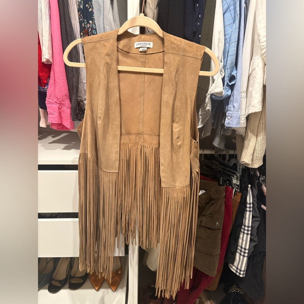 Lamarque Suede Vest with Fringe Detail